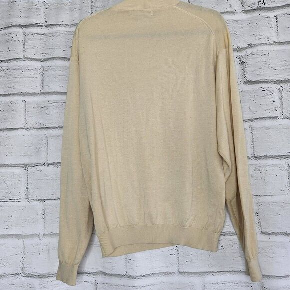 PRONTO UOMO Jumper Men's Medium Silk Blend Knitted Crew Neck Pullover Beige - Picture 7 of 11